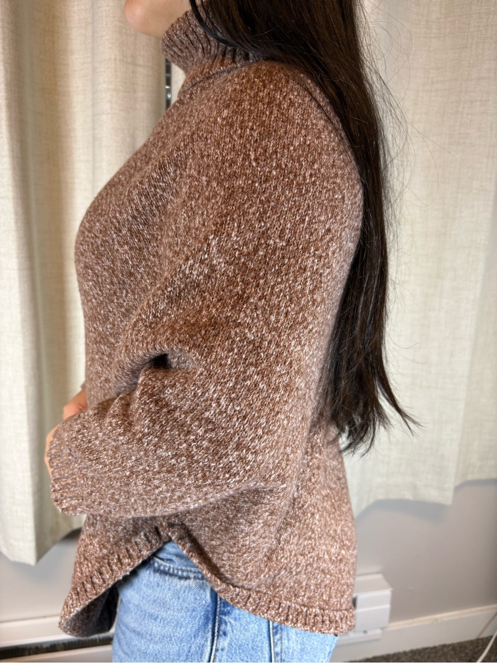 Cozy Brown Marled Turtleneck Sweater